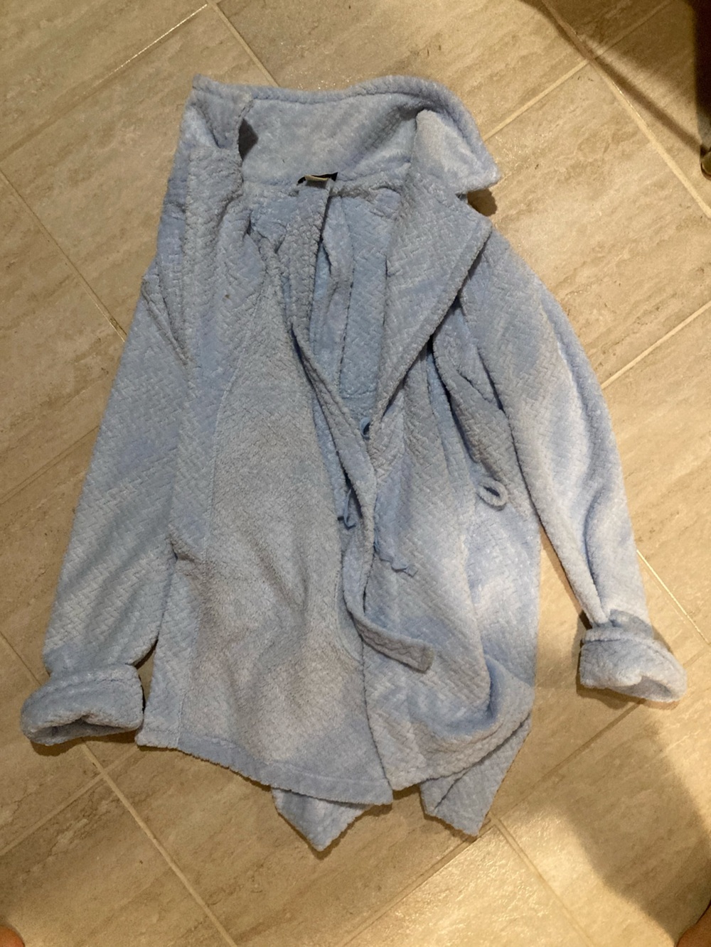 Jessica Light Blue Plush Open Front Jacket